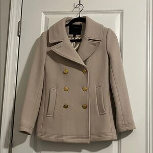 J. Crew Women's Cream Peacoat with Gold Buttons